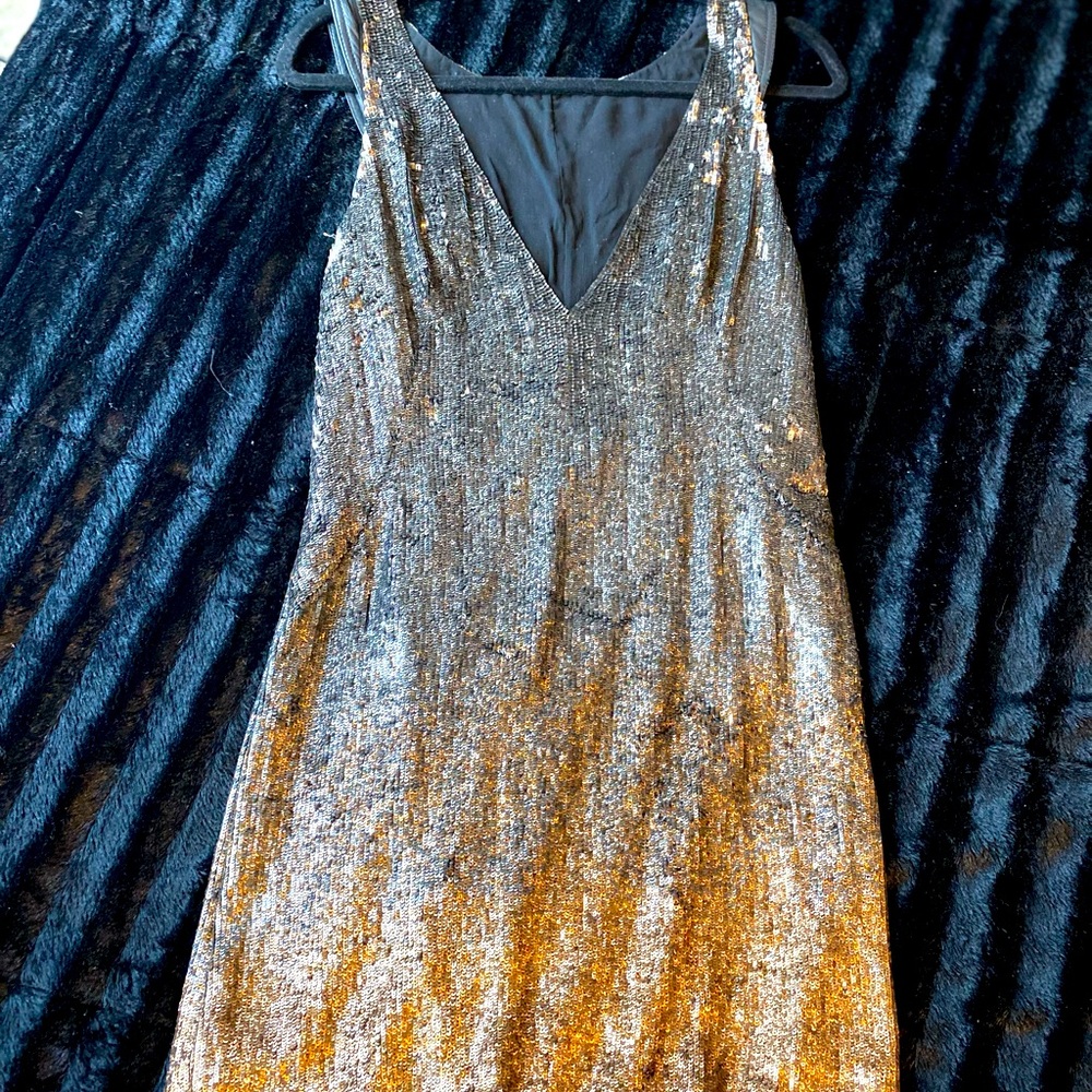 Amen Sequin/metallic short black and gold dress